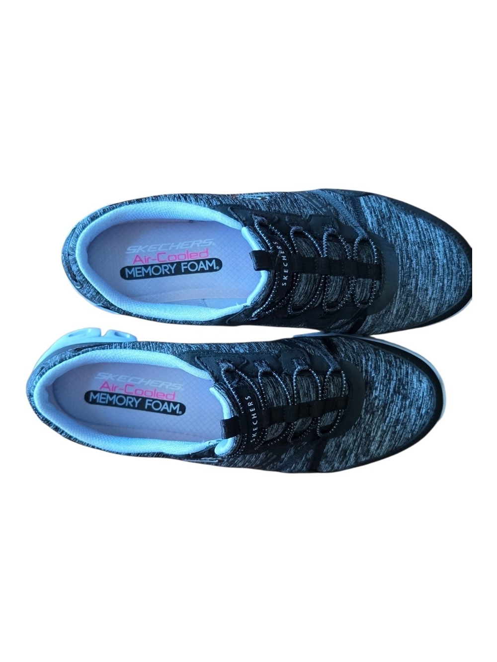 Skechers Women's Black & Light Blue Slip-On Athletic Sneakers